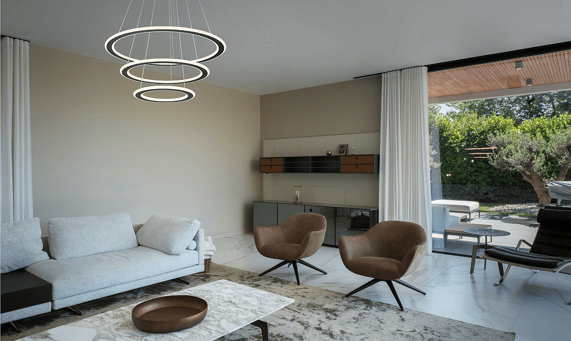 SLV pendant luminaire ONE FLAT TRIPLE IP20, black dimmable SLV pendant luminaire ONE FLAT TRIPLE IP20, black dimmable