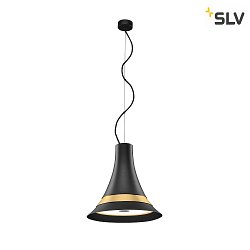 Premium LED Pendant luminaire BATO 35 PD,  35cm, 21W 2500K 1300lm 100, TRIAC dimmable, black / brushed brass