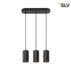 Luci a sospesione ASTO TUBE 3-Lampadine GU10 IP20, Nero