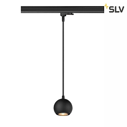 3-phase pendant luminaire LIGHT EYE 90 round, ball shaped GU10 IP20, black matt dimmable