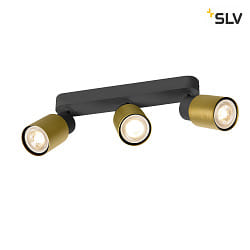 Lampada da parete e soffitto PURI 2.0 - TUBE 3-Lampadine, lang GU10 IP20, oro, nero dimmerabile