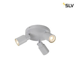 wall and ceiling luminaire PURI 2.0 - TUBE 3 flames, round GU10 IP20, grey dimmable