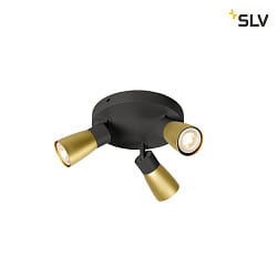 wall and ceiling luminaire PURI 2.0 - DOME 3 flames, round GU10 IP20, gold, black dimmable