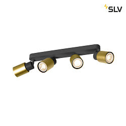 wall and ceiling luminaire PURI 2.0 - TUBE 4 flames, long GU10 IP20, gold, black dimmable