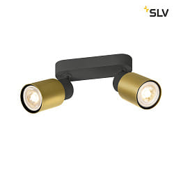 wall and ceiling luminaire PURI 2.0 - TUBE 2 flames, long GU10 IP20, gold, black dimmable