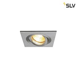 Luce da incasso PIREQ QPAR51 SQUARE DOWNLIGHT girevole, ruotabile GU10 IP20, Alluminio spazzolato dimmerabile