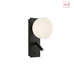 Luminaire mural KIN 16/8169 avec connexion USB, rglable IP20, opale, noir