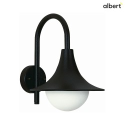 Outdoor Wall luminaire Type No. 0669, with bow arm, IP44, E27 QA55 max. 57W, cast alu / opal glass, black matt