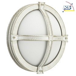 Outdoor Wall and Ceiling luminaire Type No. 6230, round,  28cm, IP44, E27 QA55 max. 57W, cast alu / acrylic, white-gold