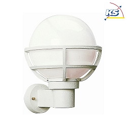 Outdoor Wall luminaire Type No. 0612 with ball shade  23cm, IP44, E27 QA55 max. 57W, cast alu / opal glass, white
