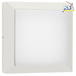 Outdoor LED Wand- und Deckenleuchte Typ Nr. 6560, IP54 IK08, 19 x 19cm, 8W 3000K 880lm, Alu-Guss / Opalglas, dimmbar, Wei matt