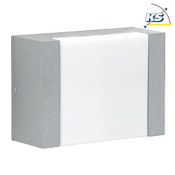 LED Auenwandleuchte Typ Nr. 0331, flacher Lichtverteiler, IP54, 5W 3000K 480lm, Alu-Guss / Acrylglas opal, dimmbar, Silber