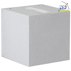 LED Outdoor Wall spot Type No. 2370 - 2-sided, tight/tight, square, IP44, 230V AC/DC, 2x 3W 3000K 330lm, lens clear, silver