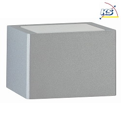 Outdoor Wall luminaire Type No. 61677, 2-sided, square, IP44, width 15cm, G9 QT14 max. 60W, cast alu / glass, silver matt