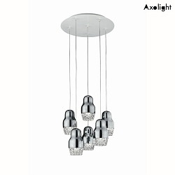 Pendant luminaire SP FEDORA 6, 6-flame, GU10, IP20, crystal glass, chrome