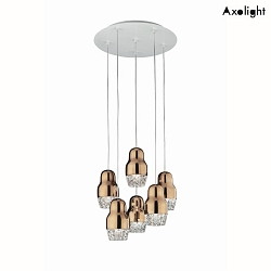 Pendant luminaire SP FEDORA 6, 6-flame, GU10, IP20, crystal glass, rose gold