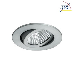 LED Einbaustrahler LAKIL-R,  8.2cm, 350mA (ohne BG), 6W 1800-3000K 460lm 38, dim2warm, schwenkbar, alu matt