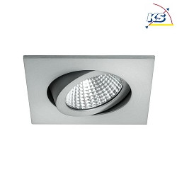 LED Einbaustrahler LAKIL-S, 8.2 x 8.2cm, 350mA (ohne BG), 6W 1800-3000K 460lm 38, dim2warm, schwenkbar, alu matt