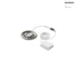 LED Einbaustrahler-Set ABACO, IP44, rund,  8.3cm, 8W 1800-3000K 530lm 36, CRi >90, schwenkbar, dim2warm (DALI), Nickel matt