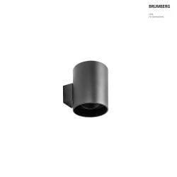 Luminaire mural M1 Bas, rond, pivotant, profond, encastr IP20, couvert de poudre, noir mat gradable