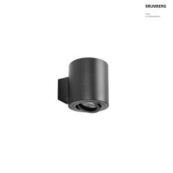 Luminaire mural M1 Bas, lisse, rond, pivotant, affleurant IP20, couvert de poudre, noir mat gradable