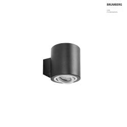 Luminaire mural M1 Bas, lisse, rond, pivotant, affleurant IP20, couvert de poudre, noir mat gradable