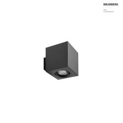 wall luminaire M1 down, square, smooth, swivelling, flush IP20, powder coated, black matt dimmable