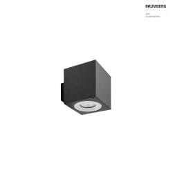 wall luminaire M1 down, square, smooth, rigid, flush IP20, powder coated, black matt dimmable