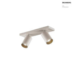 spotlight bar TAGES 2 flames, square, long GU10 IP20, white matt dimmable