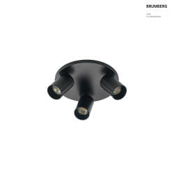 Luminaire de plafond TAGES 3 flammes, rond GU10 IP20, noir mat gradable