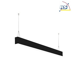 Suspended LED profile luminiaire BIRO40, 114.4cm, direct, UGR<25, satined, CRi >90, On/Off, 31.4W 3000K, black