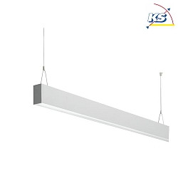 Suspended LED profile luminiaire BIRO40, 114.4cm, direct/indirect, UGR<19, microprismatic, CRi >90, On/Off, 46W 3000K, silver