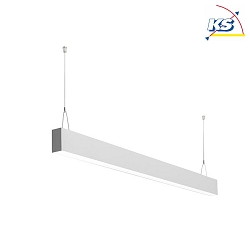 Suspended LED profile luminiaire BIRO40, 114.4cm, direct/indirect, UGR<20, satined, CRi >90, DALI, 46W 3000K, silver