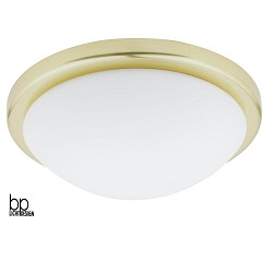 Premium ceiling luminaire, matt brass chaplet / opal matt glass,  39cm, 2x E27 max. 75W