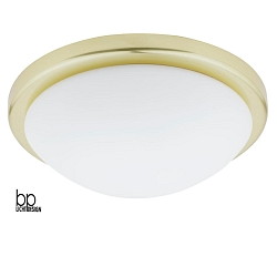 Premium ceiling luminaire, matt brass chaplet / opal matt glass,  26.5cm, E27 max. 60W
