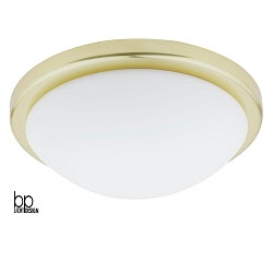 Premium ceiling luminaire, matt brass chaplet / opal matt glass,  32cm, 2x E27 max. 60W