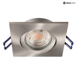 ceiling recessed luminaire SAMSOLA square, swivelling GU10|GU5.3, silver brushed dimmable