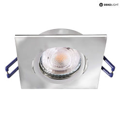 ceiling recessed luminaire SAMSOLA square, swivelling GU10|GU5.3, glossy, silver dimmable