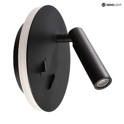 Lampada da parete BRAHE IV con interruttore, con spot LED, diretto / indiretto IP20, nero 