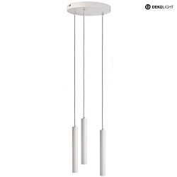 LED Pendelleuchte SLIM, 3-flammig, Baldachin rund,  24cm, IP20, 15W 3000K 1500lm 24, CRi >90, UGR <19, schaltbar, wei