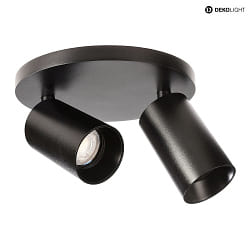 Luminaire de plafond CAN TILT  2 flammes, rond, pivotant, rotatif GU10 IP20, noir gradable