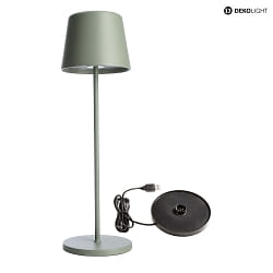 Lampe de table  accu BUNDLE CANIS lot de 1, avec chargeur IP65, vert, mat gradable