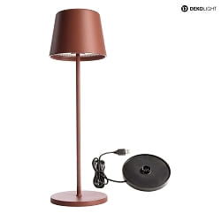 Lampe de table  accu BUNDLE CANIS lot de 1, avec chargeur IP65, mat, terre cuite gradable