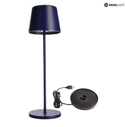 Lampe de table  accu BUNDLE CANIS lot de 1, avec chargeur IP65, mat, bleu cobalt gradable