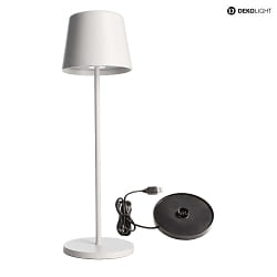 Lampe de table  accu BUNDLE CANIS lot de 1, avec chargeur IP65, mat, blanche gradable