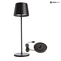 Lampe de table  accu BUNDLE CANIS lot de 1, avec chargeur IP65, mat, noir gradable