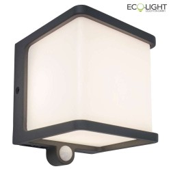 solar wall luminaire DOBLO cube shape, with motion detector IP54, anthracite dimmable