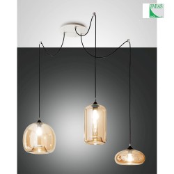 Pendant luminaire FIONA, E27, 3x 60W, IP20, amber