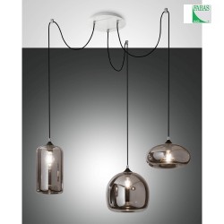 Pendant luminaire FIONA, E27, 3x 60W, IP20, gray transparent