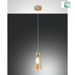 Pendant luminaire DAFNE, E27, 1x 40W, IP20, satin brass/amber